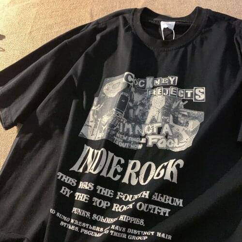 Retro Printed Short-sleeved T-shirt Men and Women Couples Loose Wild Loose Half-sleeved Student Hong Kong Style Ins Shirt