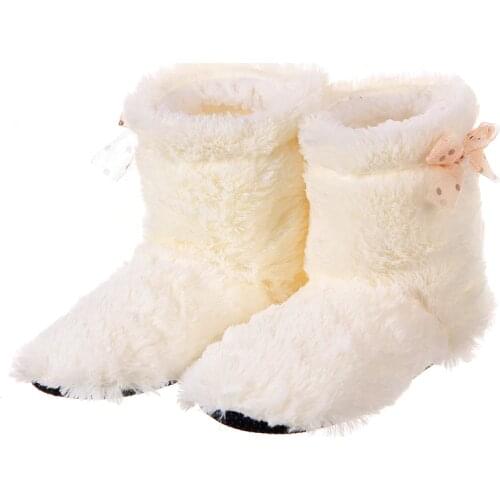 Glglgege 2010 Candy color Warm Home Slippers Women Bedroom Winter Slippers Cartoon Bowtie Plush Slippers Cotton Floor Home Shoes