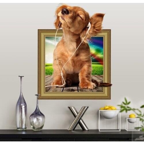 Hot DIY 3D puppy Dog Wall Sticker PVC backdrop Decor Home Decoration room Decals Wall Art Wallpaper Stickers on the wall poster