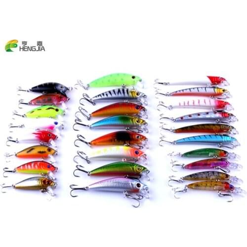 HENGJIA 26pcs Fishing Lure Set Crankbait Minnow Aritificial Hard Lure Fishing Wobblers Colorful Milti-size 5cm-7.5cm Swimbait