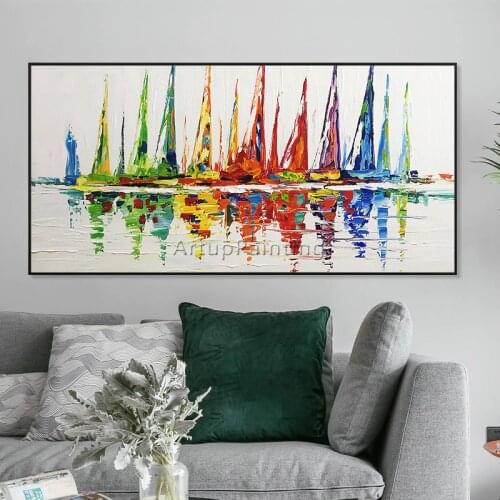 Acrylic yacht ship boat sailing painting hand painted Canvas original oil painting wall art decor pictures for living room decor