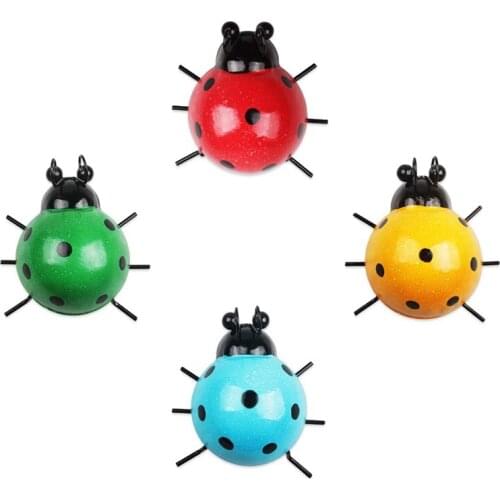 Metal Ladybugs A Group Of 4 Colorful Cute Insect For Hanging Wall Art Garden Lawn Decor Indoor Outdoor Wall Sculptures