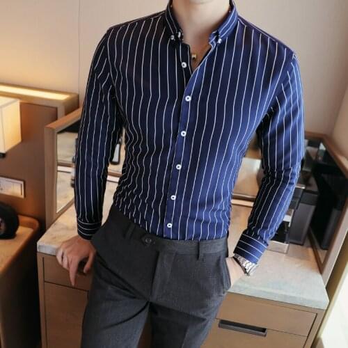 Man striped long sleeved shirt fashion young shirt