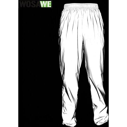 WOSAWE Mens Cycling Sports Full Reflective Pants Night Running Sports Windproof Waterproof Outdoor Breathable Sports Trousers
