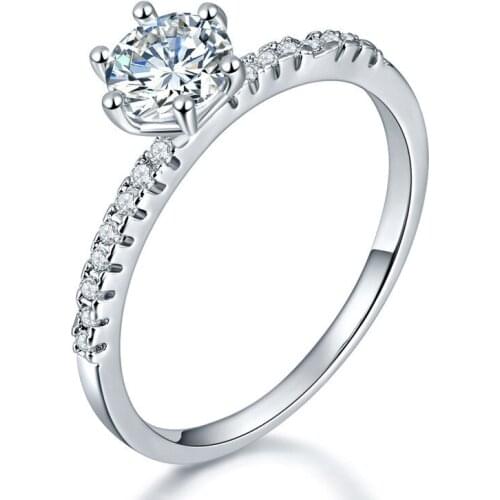 New Fashion Tennis Ring Women Shine Austria Teardrop Zircon Silver Rings Wedding Banquet Jewelry US Size 6 7 8 9 Supply