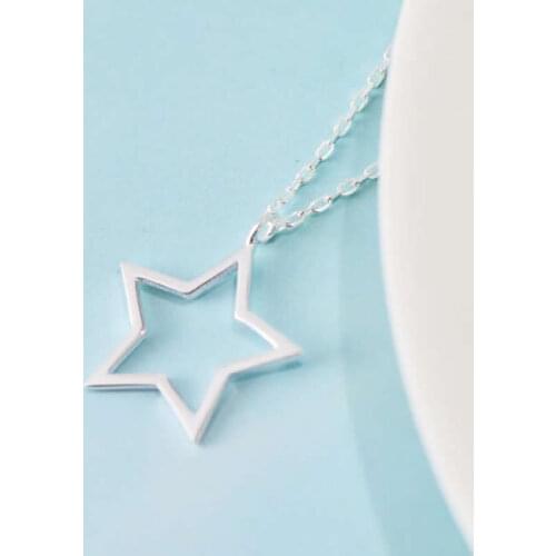 Pure S925 Silver Necklace Pendant Women Five Star Necklace Pendant Chain Stamp S925