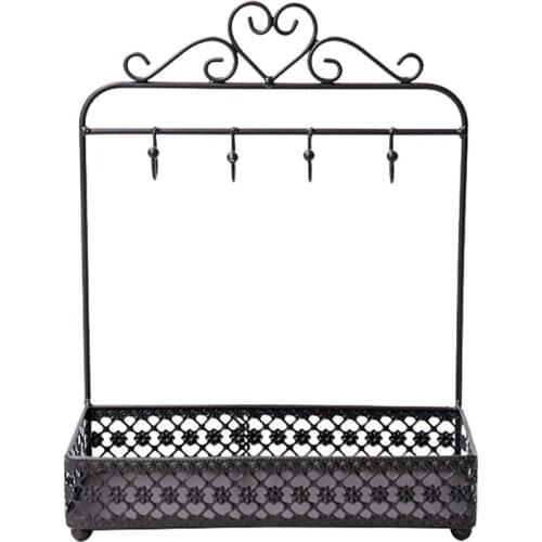 Jewelry Organizer Display Stand with Ring Tray Table Top Jewelry Hanging Holder for Earring Necklace Bracelet