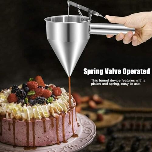 Piston Funnel Stainless Steel Baking Funnel Dispenser with Stand Bakery Use Desserts Cake Decorating Tool