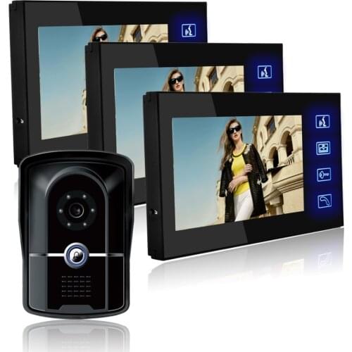 Wired Video Intercom Access system IP55 waterproof grade 7Inch 700TVL HD camera Color Monitors Video Door Phone with Unlock