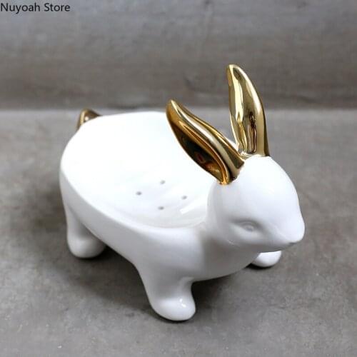 Nordic Light Luxury Ceramic Rabbit Soap Soap Box Plant Flower Pot Home Decoration Living Room Jewelry Storage Tray Decoration