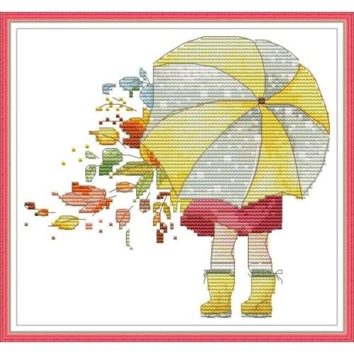 Girls back cross stitch kit aida 14ct 11ct count printed canvas stitches embroidery DIY handmade needlework