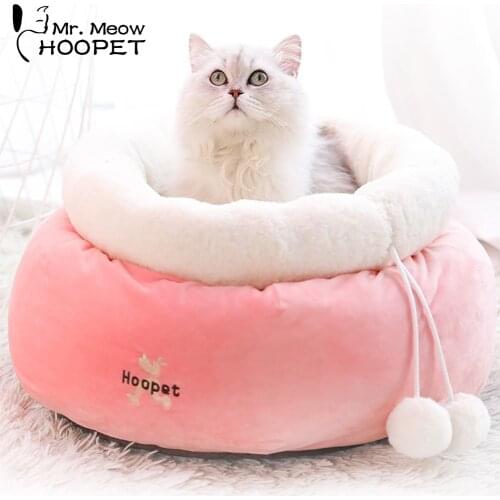 Hoopet Cat Warm Bed for Winter Pink Bed Bench for Dogs Puppy Mat Soft House for Cats