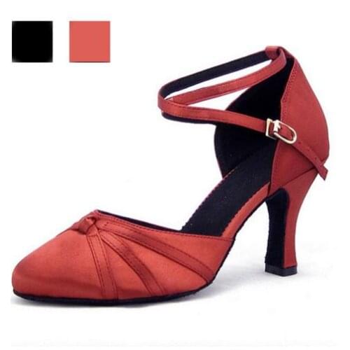 Brand New Just Dance 2017 Satin Ballroom Latin Dance Shoes Closed Toe Salsa Shoes Women Girls High Heels 8cm/6cm