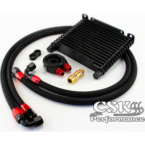 Universal 15 Row AN10 Oil Cooler 260x175x32mm Kit For track / project / race Black