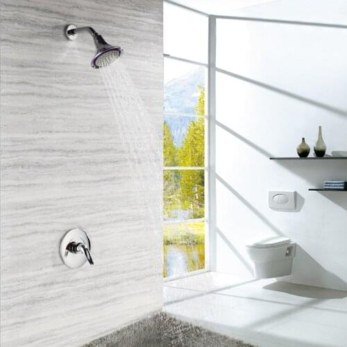 Bathroom Shower Set Solid Brass Simplicity Chrome Top Shower Bath System Embedded Cold and Hot Mixer Faucet Tap