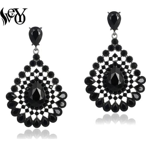 VEYO Luxury Crystal Dangle Earings Vintage Earrings for Women Hollow out Fashion Jewelry Pendientes