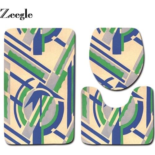 Zeegle Bath Mat Set Flannel Soft Toilet Seat Cover Mat Anti Slip Bathroom Doormat Toilet Pedestal Rug Foot Mat 3pcs Toilet Set