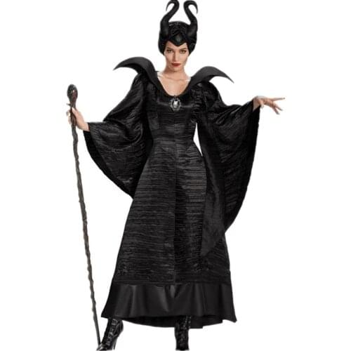 Evil Witch Sleeping Beauty Maleficent Cosplay Costume Halloween Carnival Party Women Dark Queen Fancy Dress