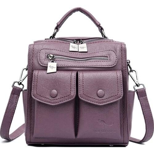 Women Backpack Bag Casual Wild Soft Leather Dual-use Large Capacity Backpack Shoulder Bag