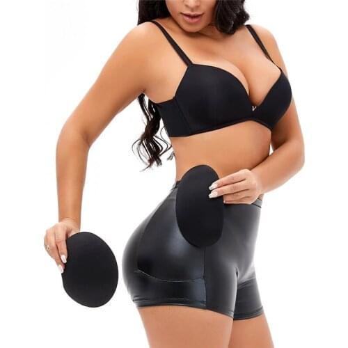 YAGIMI Women Synthetic Leather Underwear Mesh Sponge Pads Body Shapers Hips Up Fake Ass Padded Shapewear PU Control Hip Pads
