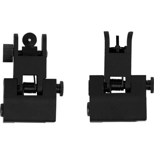 1 Pair Adjustable Low Profile Metal Flip Up Front Rear BUIS Metal Floding Backup Iron Sight for Rifle Hunting