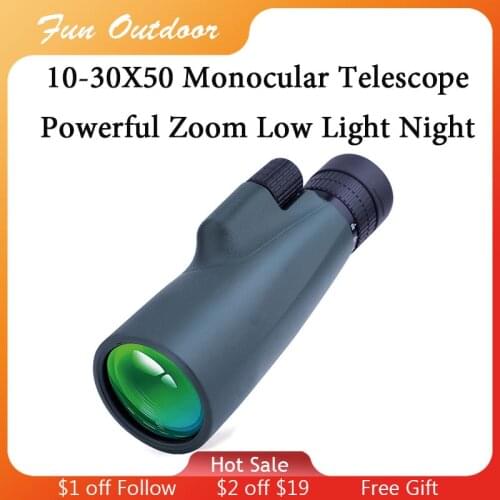 10-30X50 Professional Powerful Monocular Telescope Long Range Zoom Military Hunting Optical BKA4 Eyeglass for Camping Tourism