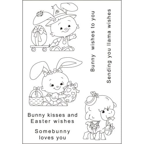 11x16 Two bunnies Transparent Clear Stamps Silicone Seals for DIY scrapbooking photo album Card Making