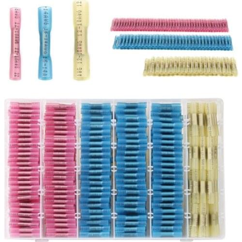 200/500Pcs Waterproof Electrical Wire Connectors Heat Shrink Butt Connectors Cable Splice Crimping Terminals AWG 22-10 Kit