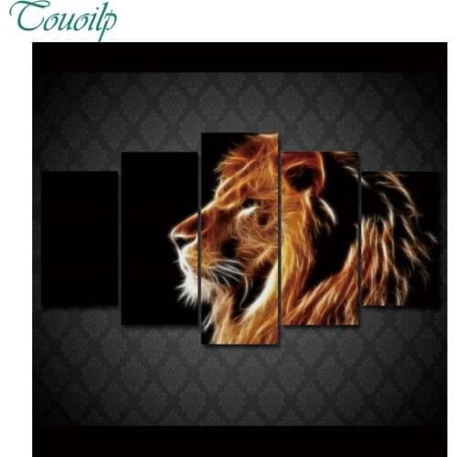 2018 new 5pcs 5D Diy Diamond Cross Diamond Rhinestone Diamond Mosaic Lonely fierce glowing golden lion Round&Square Home Decor