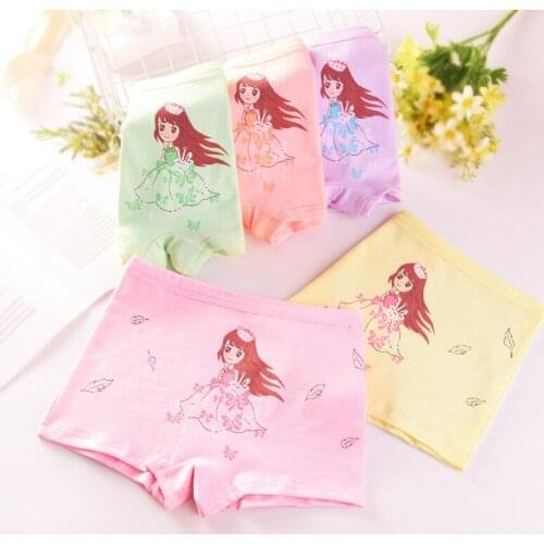 2021 New 6pcs/lot Students Underwear Boxer Cotton Baby Underwear Breathable Cartoon Print Girls Underwear Childrens Panties