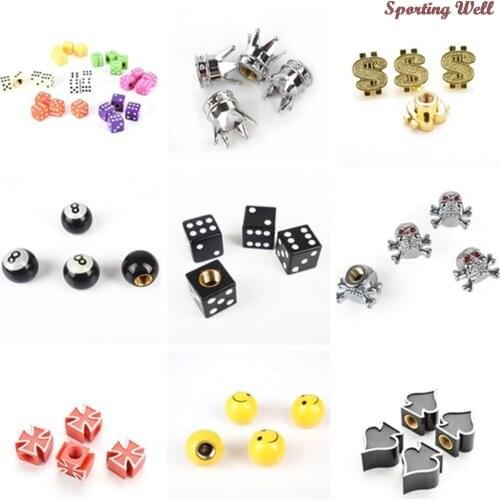 4Pcs/lot Universal Dice Car Tyre Air Valve Cap Bike Bicycle Tires Valve Caps On The Wheels Car Styling