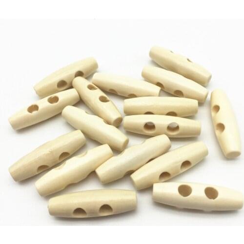 50pcs Olive Wood Horn Toggle Buttons Buckle Coat Sweater Clothes Boots Button 40x12mm W-022