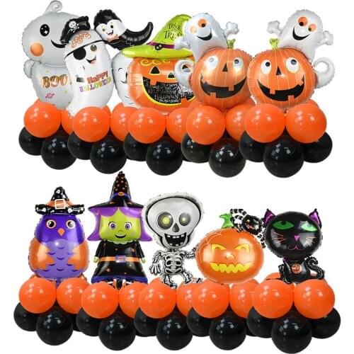9-Pack Pumpkin Ghost Witch Stand Balloon Kits Halloween Balloons Decorations for Home Halloween Pumpkin Ghost Outdoor Decor