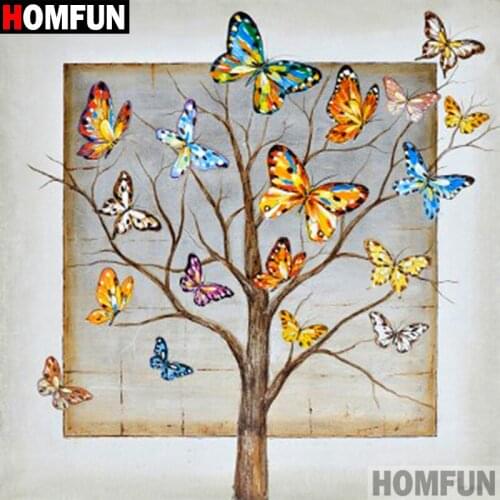 HOMFUN 5D DIY Diamond Painting Full Square/Round Drill "Twig butterfly" 3D Embroidery Cross Stitch gift Home Decor A01408