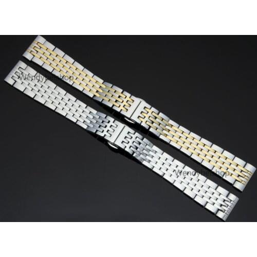 14 16 17 18 19 20 21 22 23 24mm Silver Two Tone Gold Solid Stainless Steel Bracelet Watch Band For Rolex Tissot Omega Tag Heuer