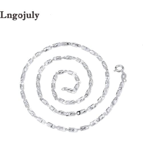 Hot Sale Pure 100% 925 Sterling Silver Chain For Men Jewelry Genuine Silver Necklaces Hip-hop Male Double Buckle Chain 3MM