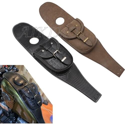 Black/Brown Motorcycle PU Leather Tank Chap Cover Panel Pad Bib Bra Bag For Harley 883 1200 XL Sportster Motorcycle Parts