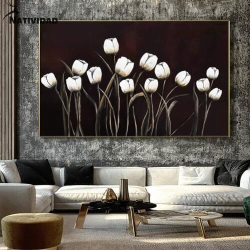 Black and White Canvas Painting Home Decor Flowers Poster Personality Living Room Bedroom Large Area Wall Stickers Decoration