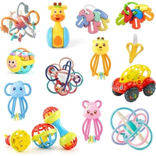 Baby Ball Teether Toys Soft Grasp Handbell Toys For Babies Safety Baby Teethers Develop Newborn Toys Baby Toys 0 12 Months