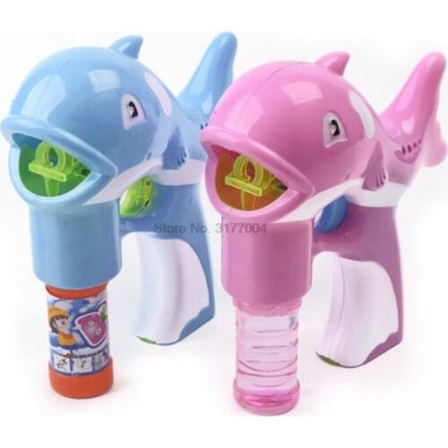 DHL 20set Luminous Electric Bubble Gun Toy Soap Cartoon Dolphin Fully-Automatic Outdoor Flash Music Bubble Machine