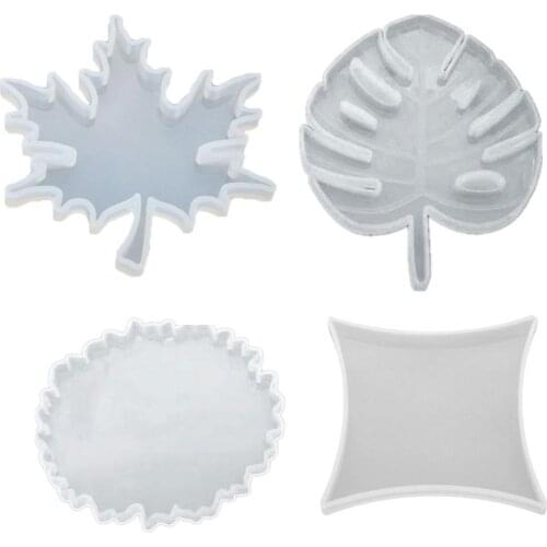 DIY Coaster Carfts Epoxy Mold UV Resin Crystal Round Maple Leaf Silicone Molds