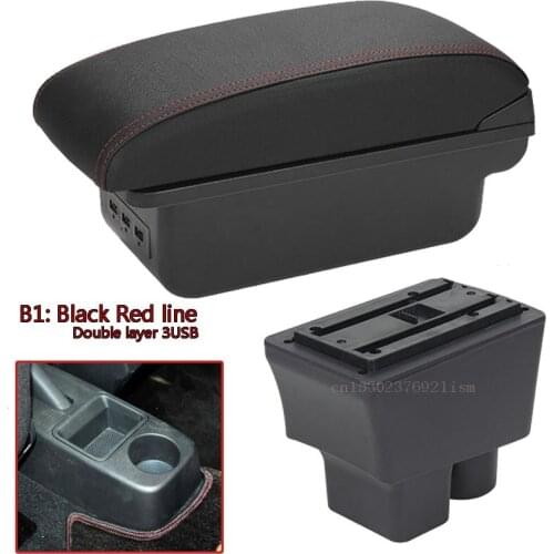 For Skoda FABIA Armrest 2008-2014 2013 2012 2011 Car Armrest box Retrofit parts Storage box car accessories Interior USB LED