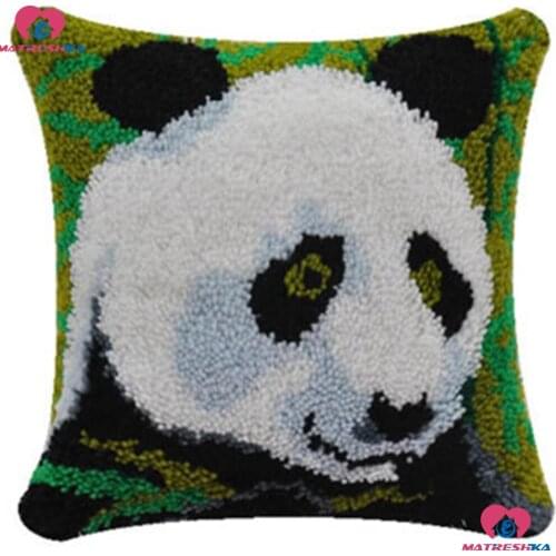 Foamiran for needlework Latch hook cushion"Panda"embroidery pillow latch hook rug canvas printing cross-stitch pillow crocheting