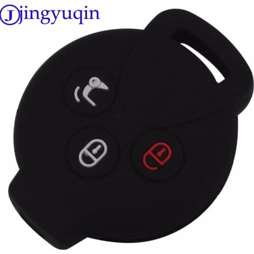 Jingyuqin 3 Buttons Silicone Car Key Case Cover For Benz Smart Fortwo for Roadster Forfour Shell Protect