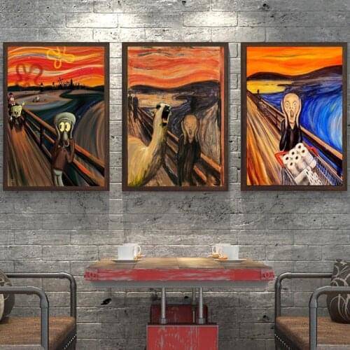 Famous The Scream Canvas Painting Fat Cat Art Prints and Posters Abstract Graffiti Art Wall Pictures for Living Room Home Decor