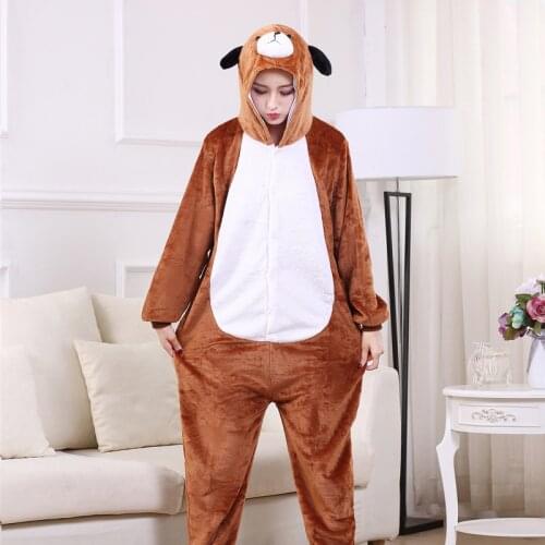 Animal Dog Onesies For Adults Women Pajamas Cartoon One-Piece Pyjamas Men Halloween Cosplay Costume Suit Overalls Birthday Gift