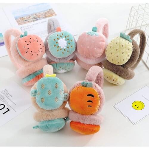 Cute Fruit Fur Earmuffs Kids Ear Muffs Winter Accessories for Women Ear Warmer Cover Headphones for Children Cache Oreille Dames