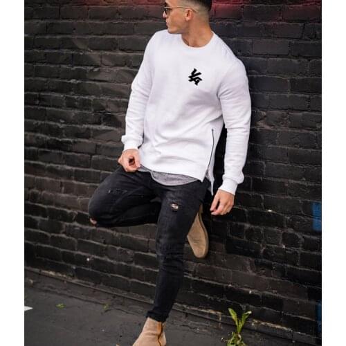 Men autumn Casual Long sleeve Cotton T-shirt Gym Fitness Bodybuilding Workout Loose Male Tee Tops Sport Training Clothing