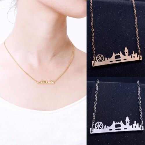 New London Bridge Necklace Skyline Charm Cityscape Landscape Pendant Minimalist Necklace Collares Chokers Jewelry