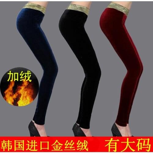 New Womens pants autumn and winter gold velvet leggings plus velvet padded pants leg pants plus size High waist Pencil slacks